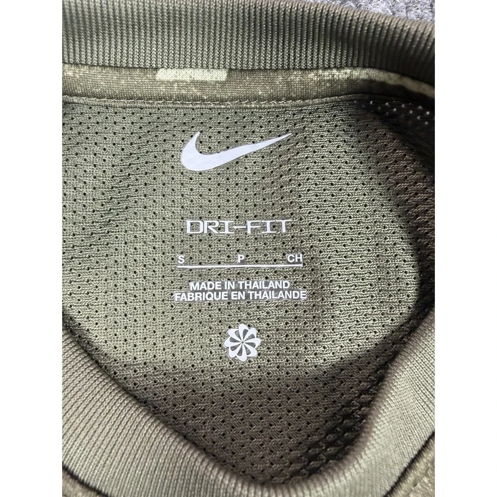 Nike FC Dri Fit Libero Top Medium Olive Geometric Camo Youth Small 8-9